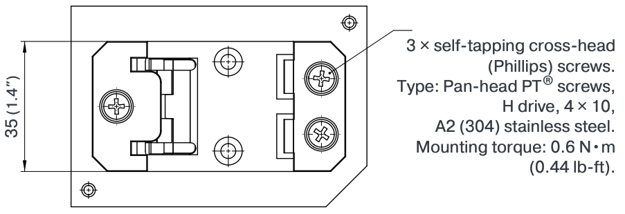 MA130 DIN-rail mounting adaptor — drawing 3 of 3