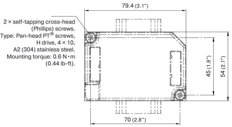MA130 DIN-rail mounting adaptor — drawing 2 of 3